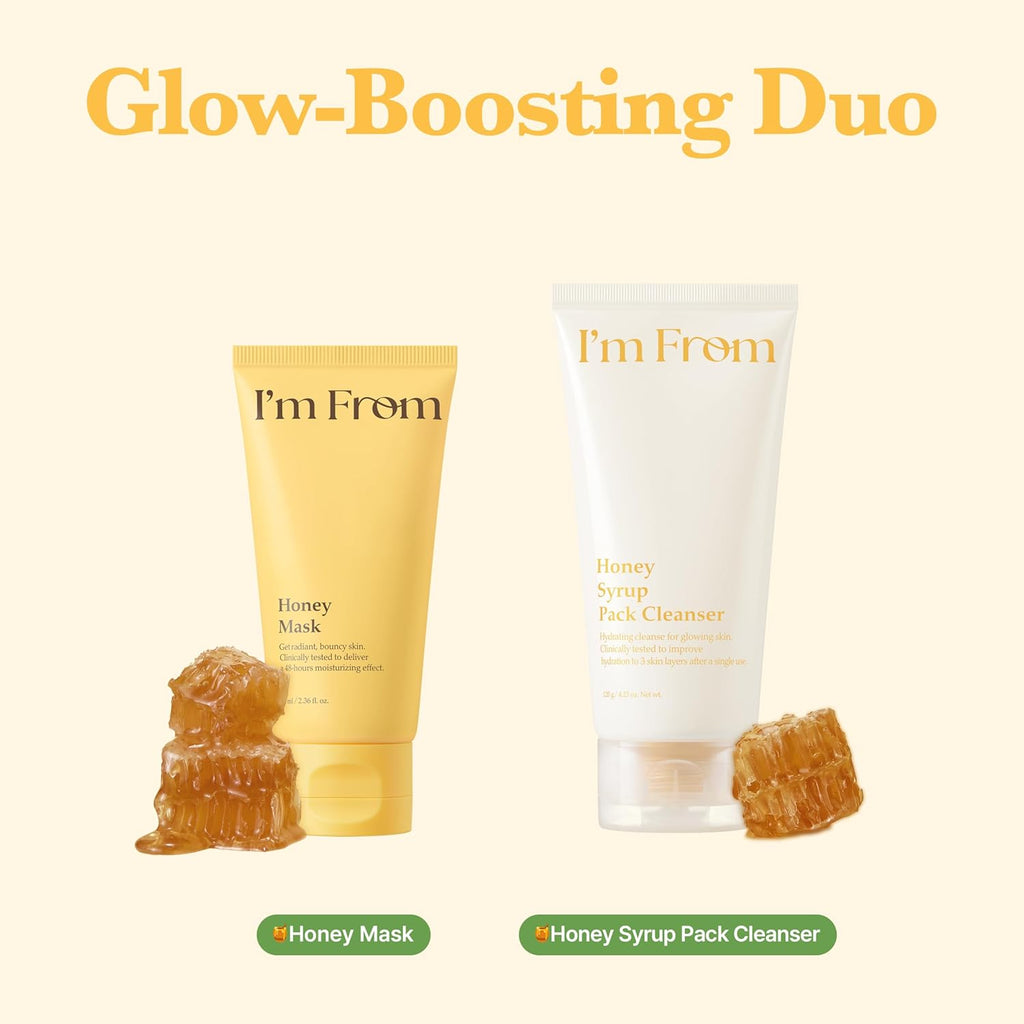 Honey Mask, Deep Nourishing Wash-Off Mask with Natural Honey, Glass & Dewy Glow, Long-Lasting Hydration, Korean Skin Care 2.37Fl.Oz