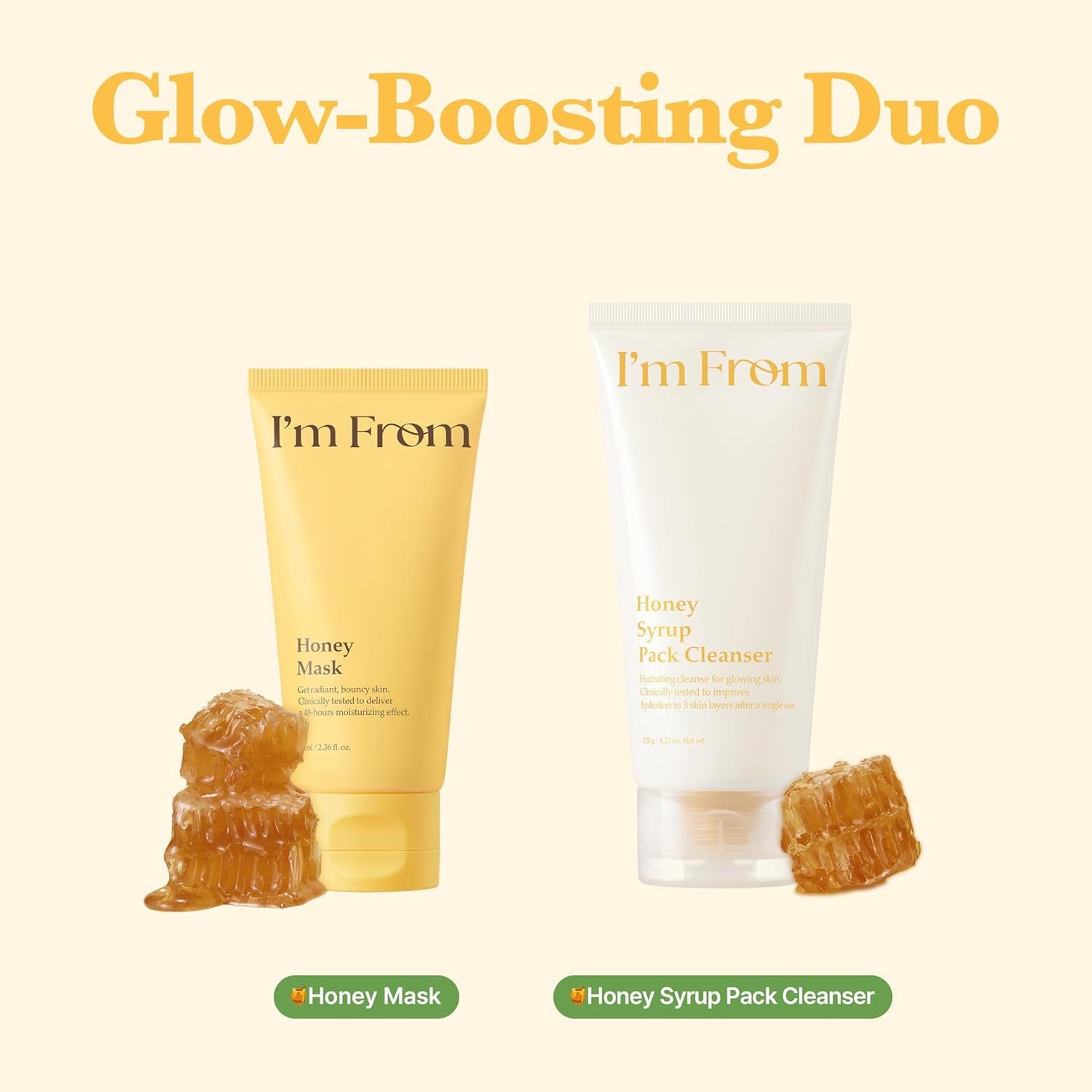 Honey Mask, Deep Nourishing Wash-Off Mask with Natural Honey, Glass & Dewy Glow, Long-Lasting Hydration, Korean Skin Care 2.37Fl.Oz