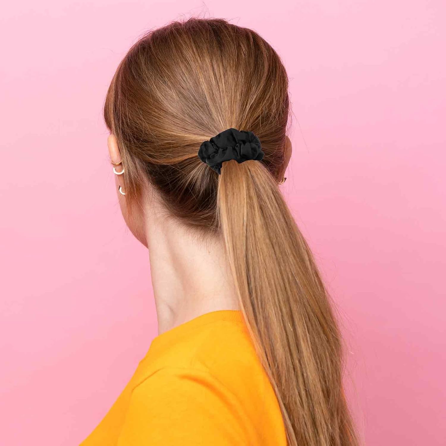 Luxury Silk Hair Scrunchies 6Pcs,Satin Scrunchies,Black Scrunchies for Hair | for Curly Hair, Mini Satin Scrunchies, Ponytail Holders, for Thick Curl Hair, No Hurt Your Hair, for Women and Girls