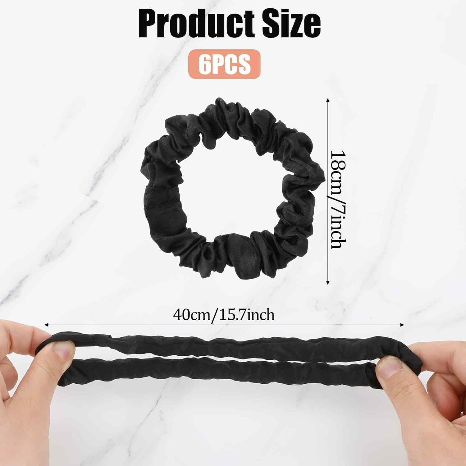 Luxury Silk Hair Scrunchies 6Pcs,Satin Scrunchies,Black Scrunchies for Hair | for Curly Hair, Mini Satin Scrunchies, Ponytail Holders, for Thick Curl Hair, No Hurt Your Hair, for Women and Girls