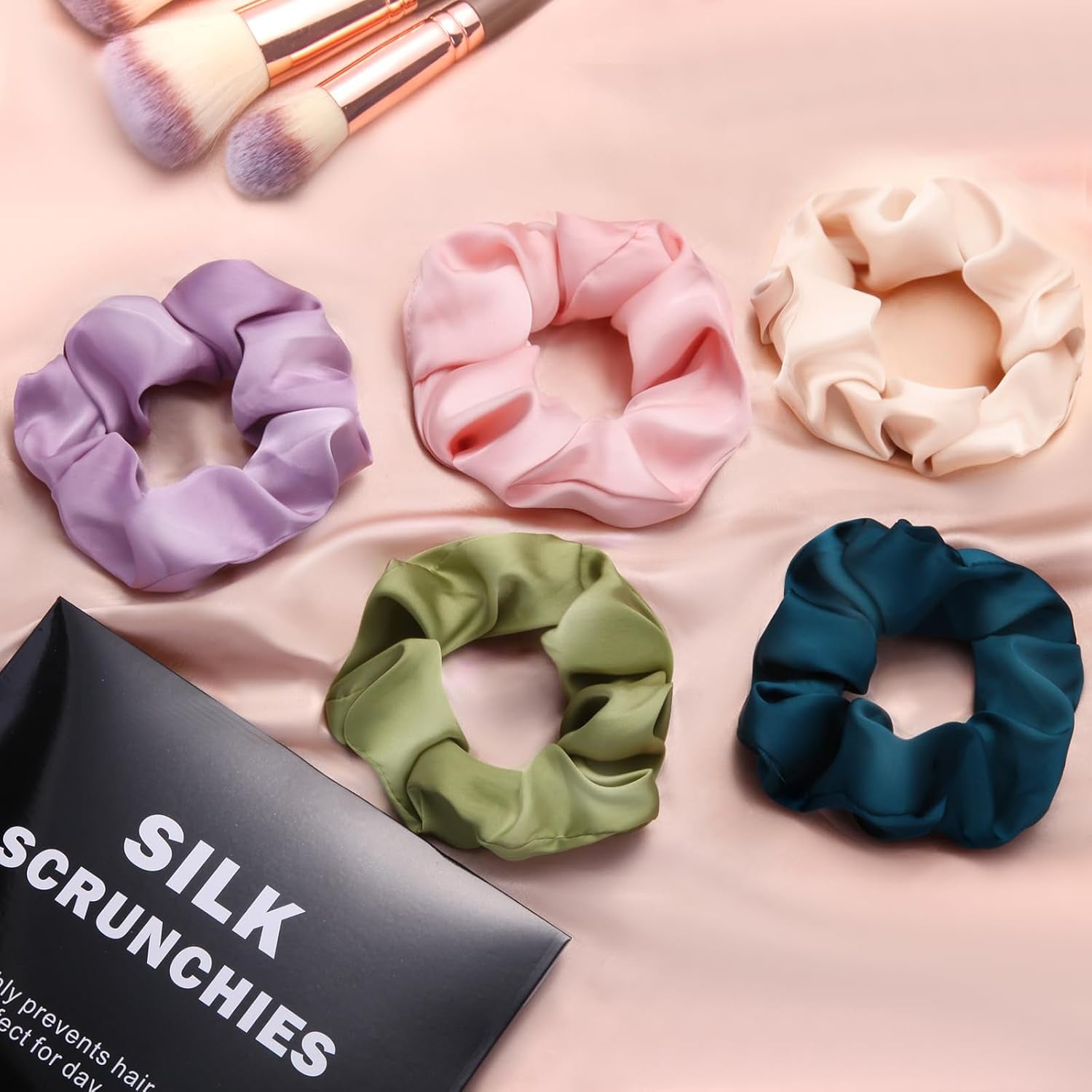 5Pcs Mulberry Silk Hair Ties,Silk Hair Scrunchies for Frizz & Breakage Prevention,No Damage,Elastic Ponytail Holders, Funny Gifts for Girlfriend Her Mon Grandma Daughter