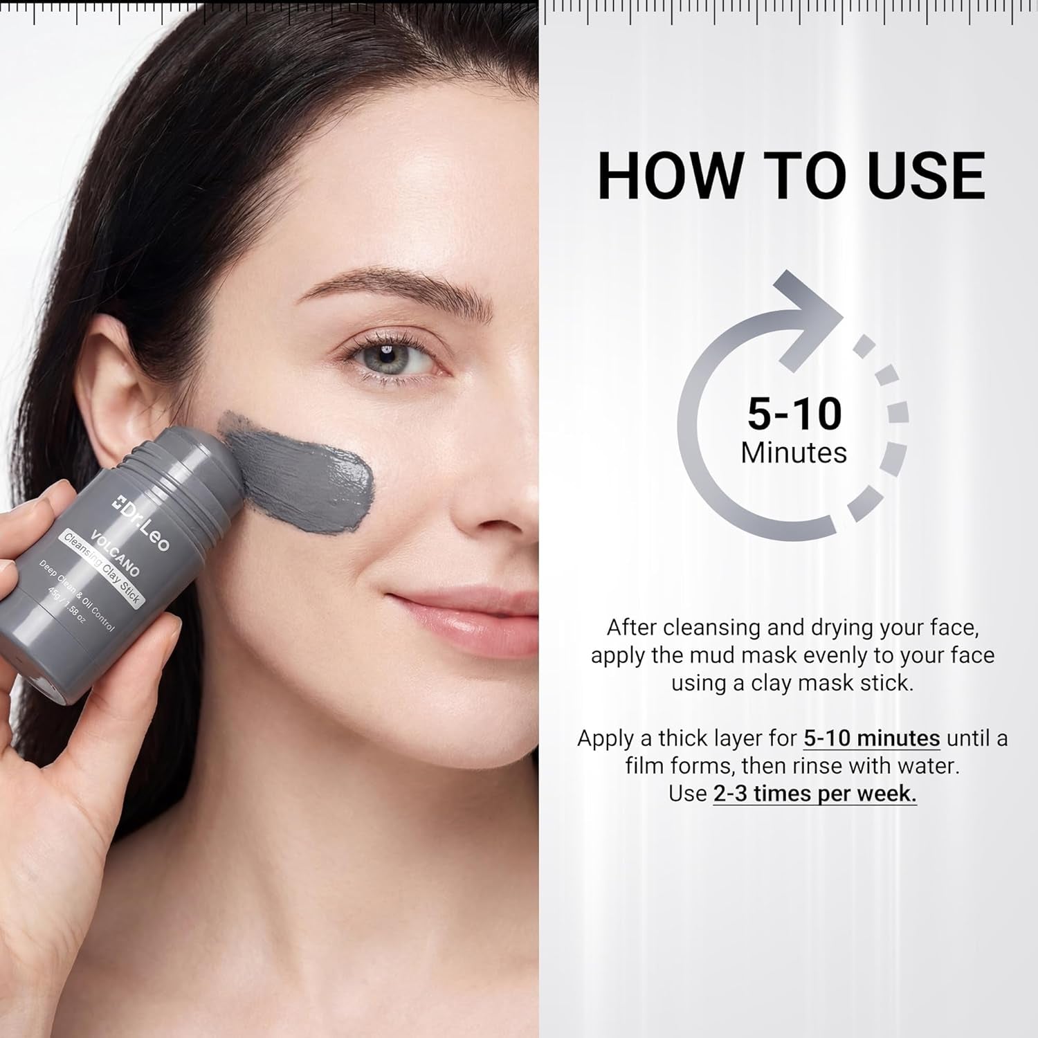 Blackhead Remover Clay Mask Stick, Volcanic Mud & Kaolin, 1.58Oz | Charcoal Clay Mask Stick for Deep Pore Detox, Controls Oil & Refines Pores, Gentle for All Skin Types, Compact Travel Size