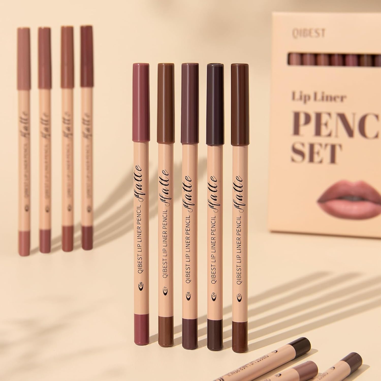 Matte Lip Liner Set,12 Colors Long Lasting Waterproof Nude Lip Liner Pencil Set,Smooth and High Pigmented Natural Lip Makeup Pencil,Matte Makeup Lipliners