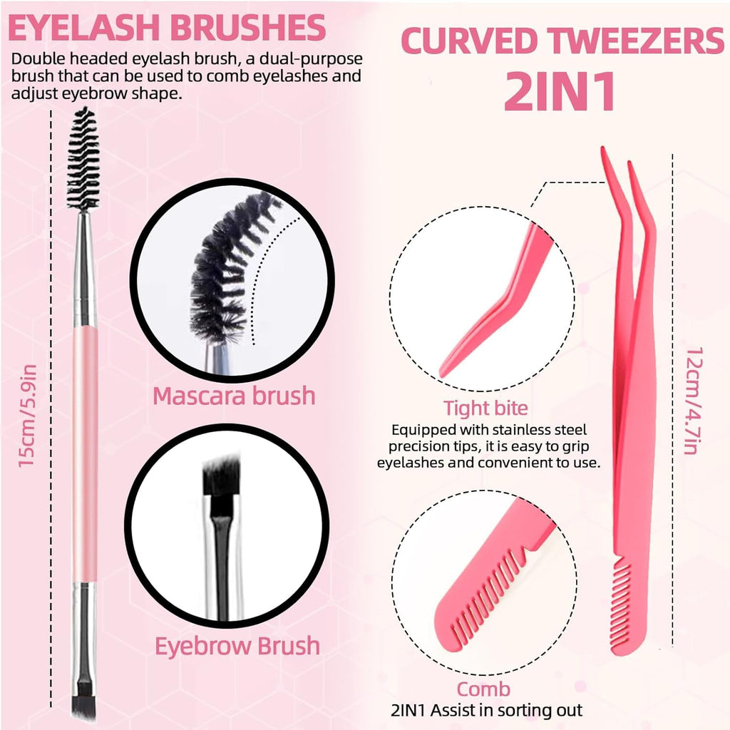 DIY Wispy Lash Extension Kit 620Pcs D Curl 6 Styles Individual Lash Clusters Eyelash Extension with Lash Bond and Seal,Quick Glue Remover Tweezers Eyelash Brush Mini Applicator