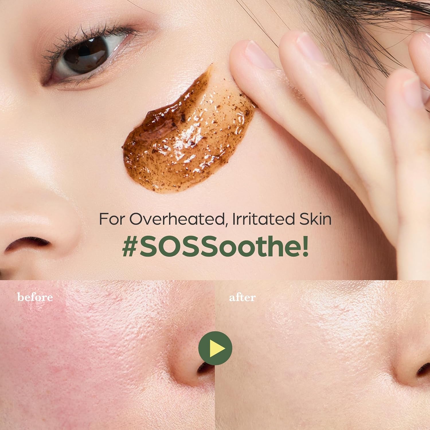 Mugwort Mask, Wash-Off Calming Face Mask with Mugwort Extract, Cooling & Soothing Care for Sensitive Skin, Korean Skincare 2.46 Fl.Oz