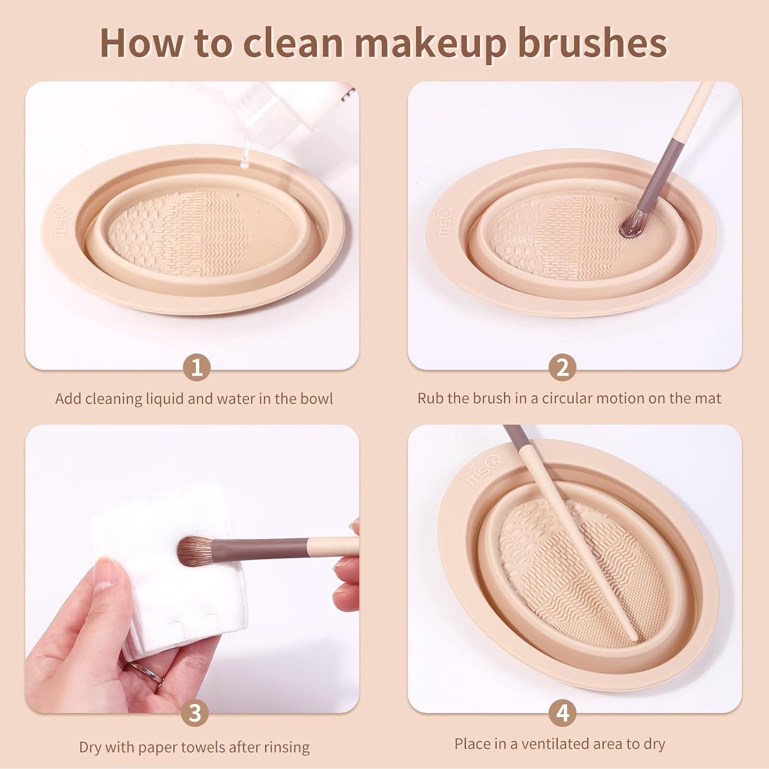 Foldable Silicone Makeup Brush Cleaner Bowl  Makeup Brush Cleaning Mat Portable Cleaning Tool for Brushes, Powder Puffs and Sponges