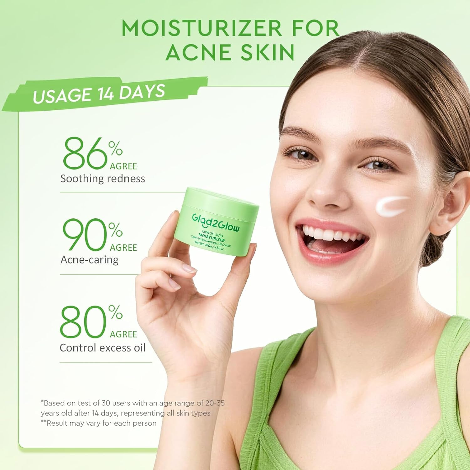 Oil Free Face Moisturizer for Oily Skin, for Blemish-Prone Skin with 3D Complex & Kiwi Extract, Lightweight Hydrating & Redness Calming, 100G