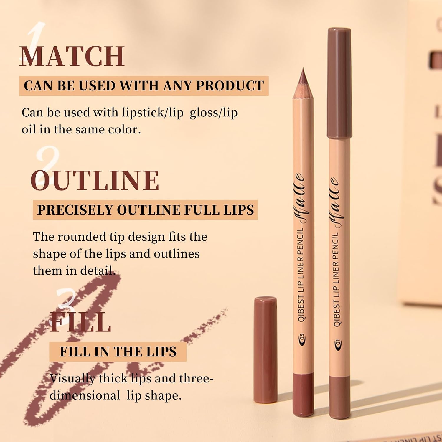 Matte Lip Liner Set,12 Colors Long Lasting Waterproof Nude Lip Liner Pencil Set,Smooth and High Pigmented Natural Lip Makeup Pencil,Matte Makeup Lipliners