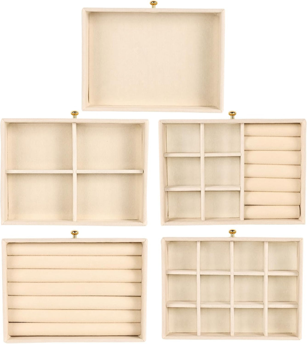 Jewelry Organizer and Storage with 7 Removable Drawers, Clear Acrylic Jewelry Box with 16 Necklace Hooks 48 Pairs of Earring Holes 5 Velvet-Lined Drawers for Rings Bracelets Necklaces