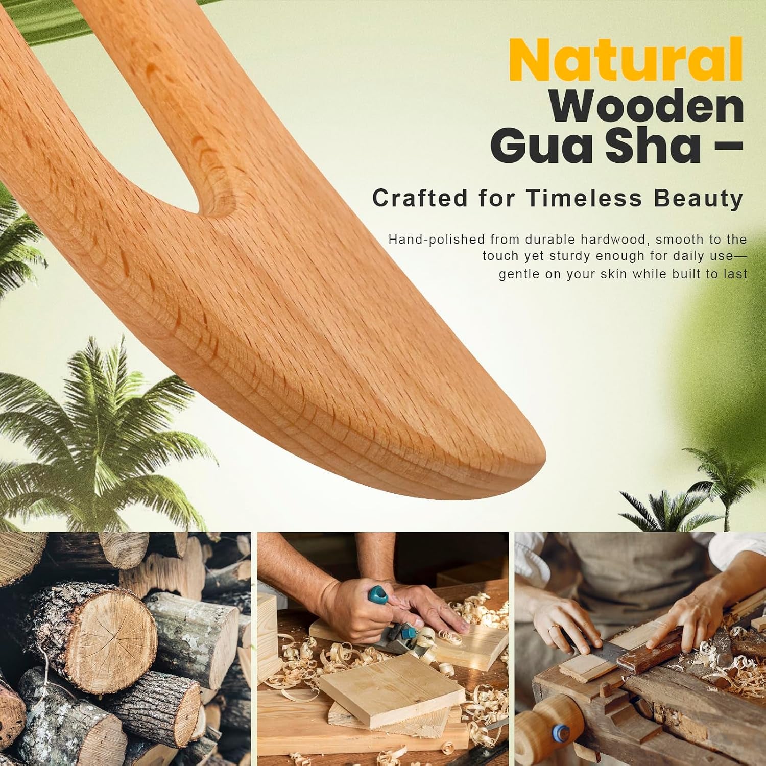 Wood Body Gua Sha Massage Tool, Lymphatic Drainage Tool | Body Sculpting Anti-Cellulite Tools, Guasha Tool for Face，Back, Legs, Women'S Body Shaping Tools