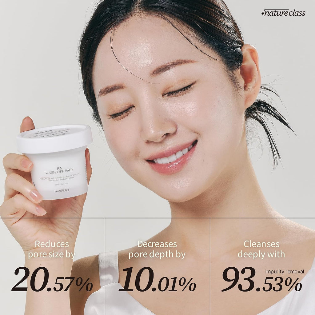 R4 Rice Wash off Facial Mask – 4-In-1 Korean Skin Care, Pore Refining, Gentle Exfoliating, Hydrating, Smooth Texture, Rice Ferment & Enzyme, Soft Cream Wash-Off, 3.38 Fl Oz
