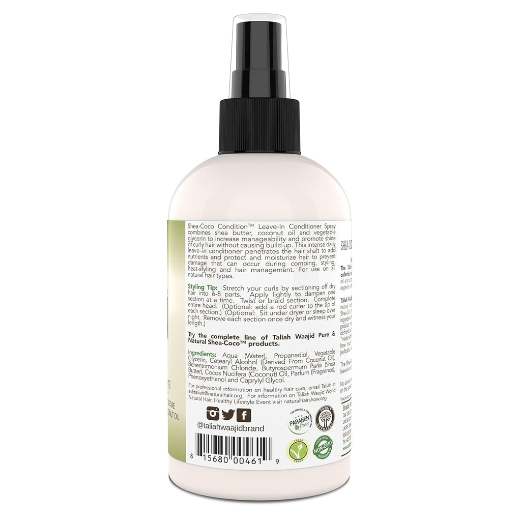 Taliah Waajid Shea-Coco Daily Leave-In Conditioner – 8Oz – Moisturizing Detangler for Natural Curly, Kinky & Wavy Hair – Lightweight Hydration with Shea Butter & Coconut.