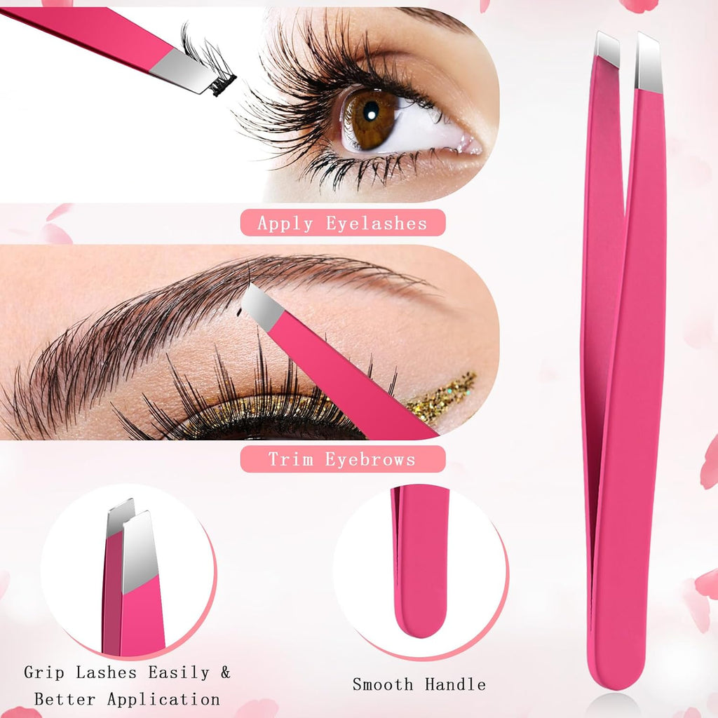 5-In-1 Lash Applicator Tool Set for Cluster and Strip Lashes | Stainless Steel Lash Tweezers Kit with Curved Applicator, Scissors, Brush and Travel Pouch for DIY Lash Extensions