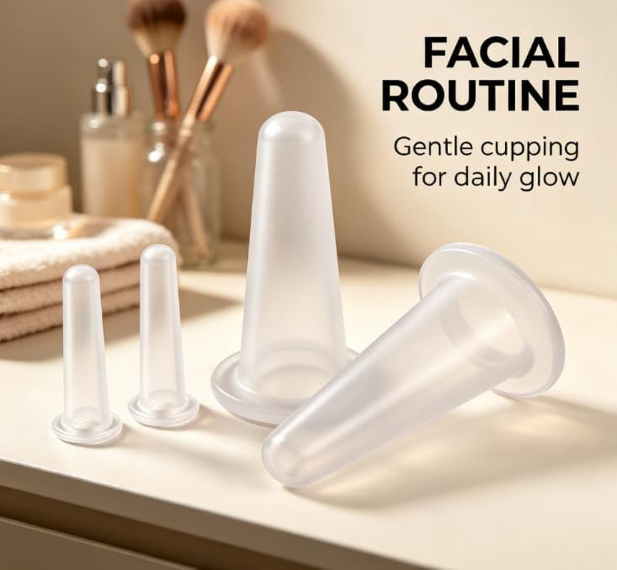 4Pcs Transparent Massage Cupping Set Silicone Mini Facial Cups Face Massager Helper Skin Care Neck Back Eyes Massaging Cup Safe to Use, Don'T Worry about Burns Health Care Products