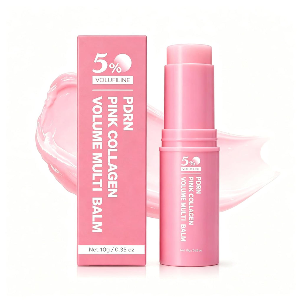 PDRN Pink Collagen Volume Multi Balm, 5% Volufiline NAD Infused for Radiant-Looking, Smooth-Looking Texture, PDRN Stick, Revitalizing Care for Smooth Face & Body for Under-Eyes, Neck, Forehead