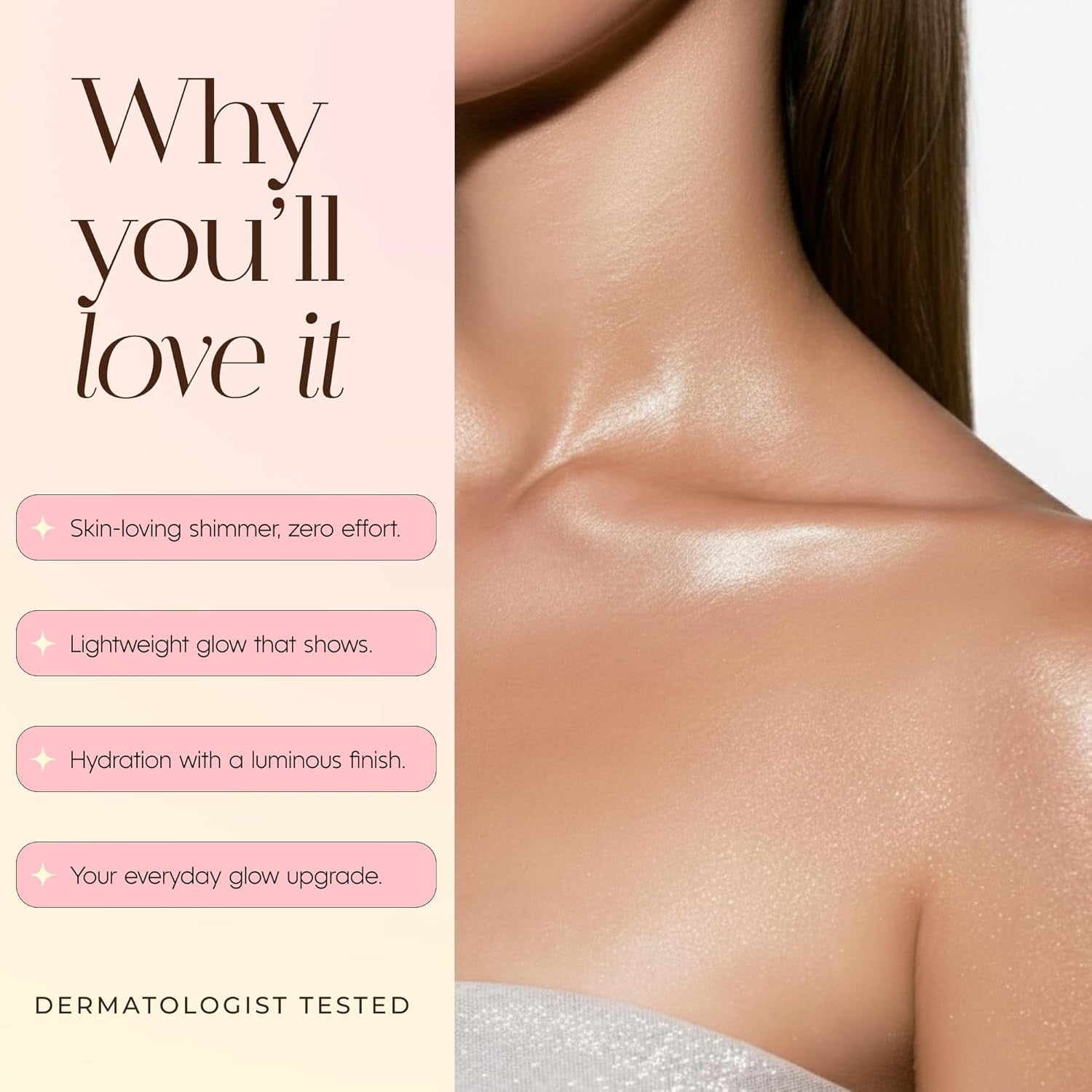 Jojoba Oil & Hyaluronic Acid Shimmer Body Oil – Dermatologist Tested, anti Aging, Korean Skin Care – Deep Hydration & Plumping Glow with Vanilla Latte Scent – Vegan Clean Beauty – 3.38 Fl Oz