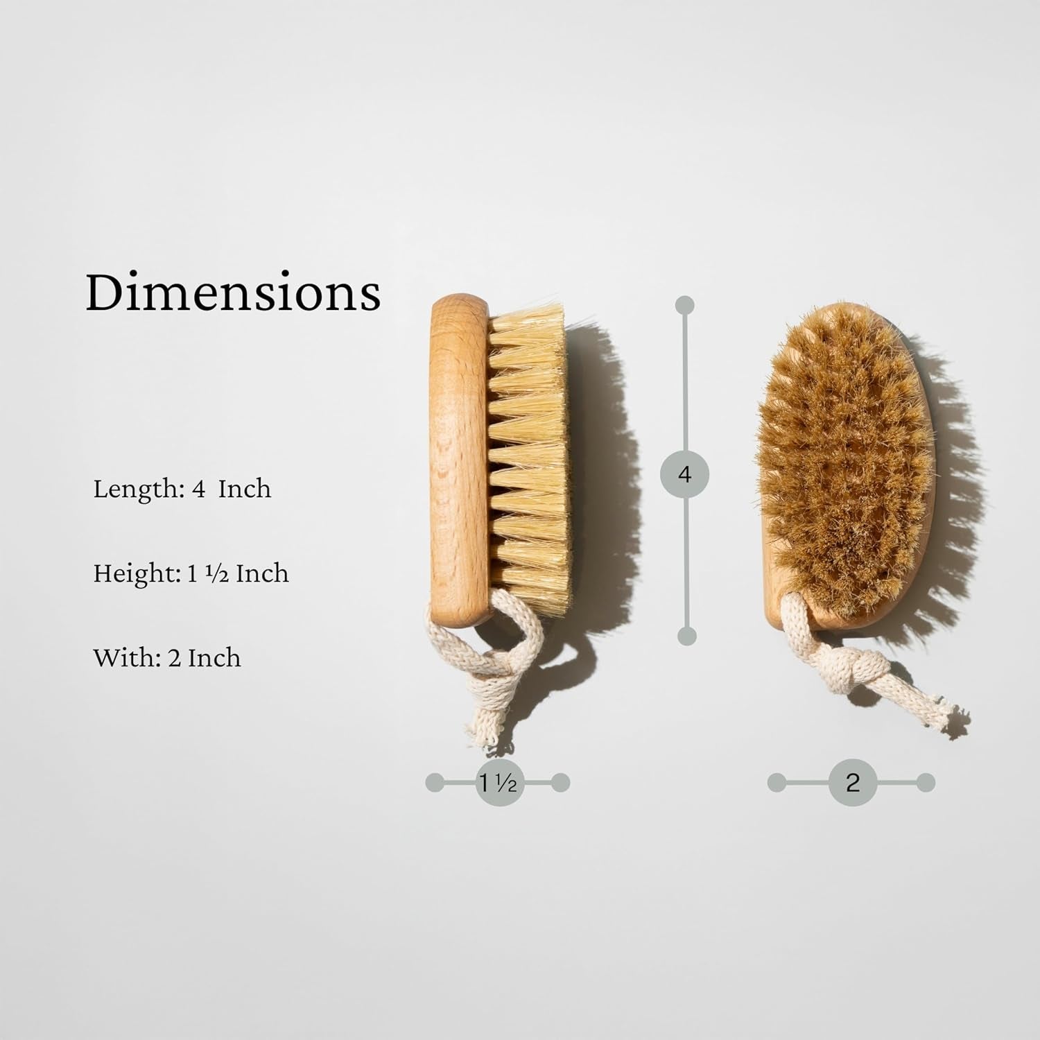 Bath Brush Set, Exfoliating Shower Scrubber, Dry Brushing Body Brush Set, Pore Opening, Beechwood Handle with Natural Bristle Large 15" plus Small Face Brush
