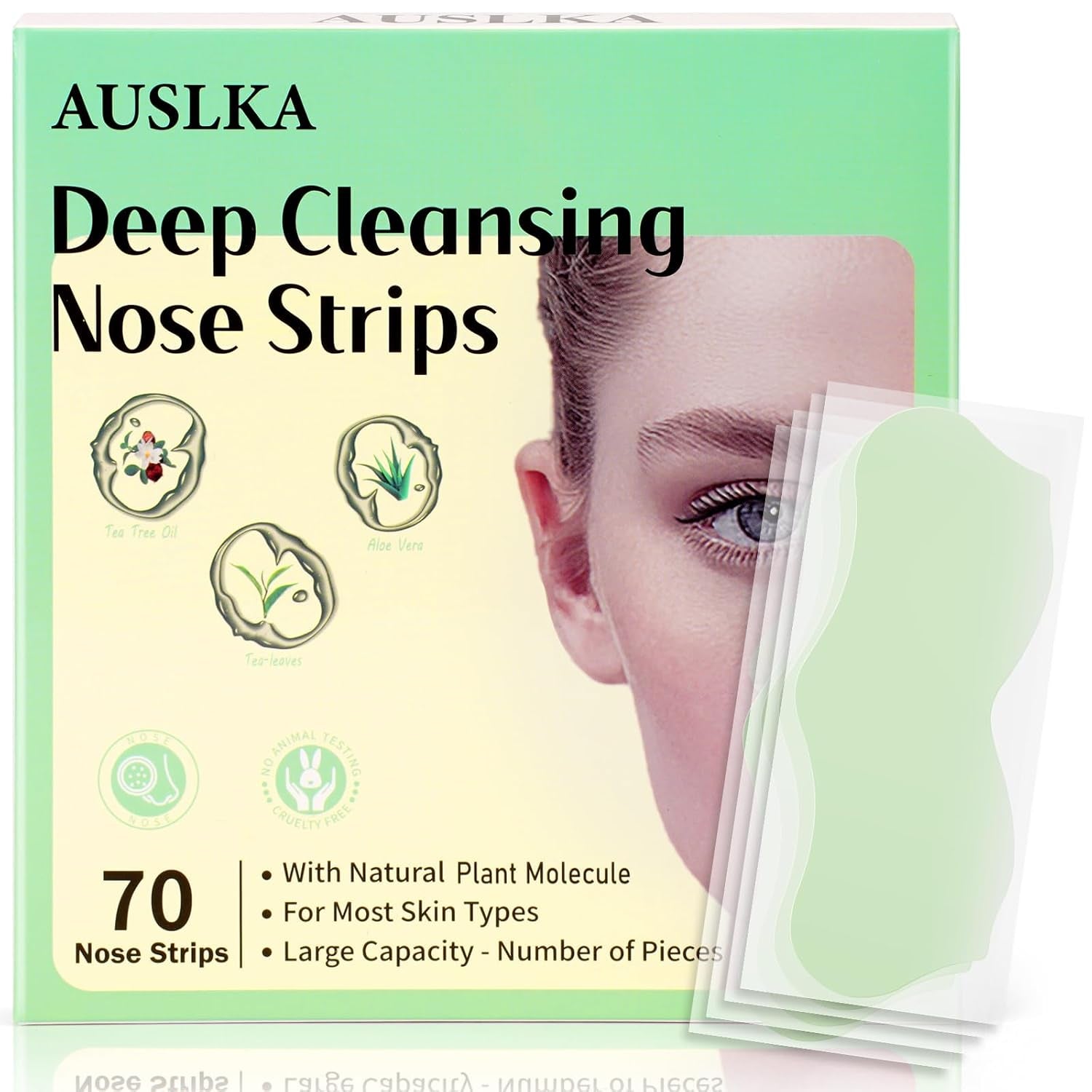 Blackhead Pore Strips,(70 Counts) Blackhead Remover-Deep Cleansing Nose Strips with Instant Pore Unclogging, Nose Plant Strips for Blackheads