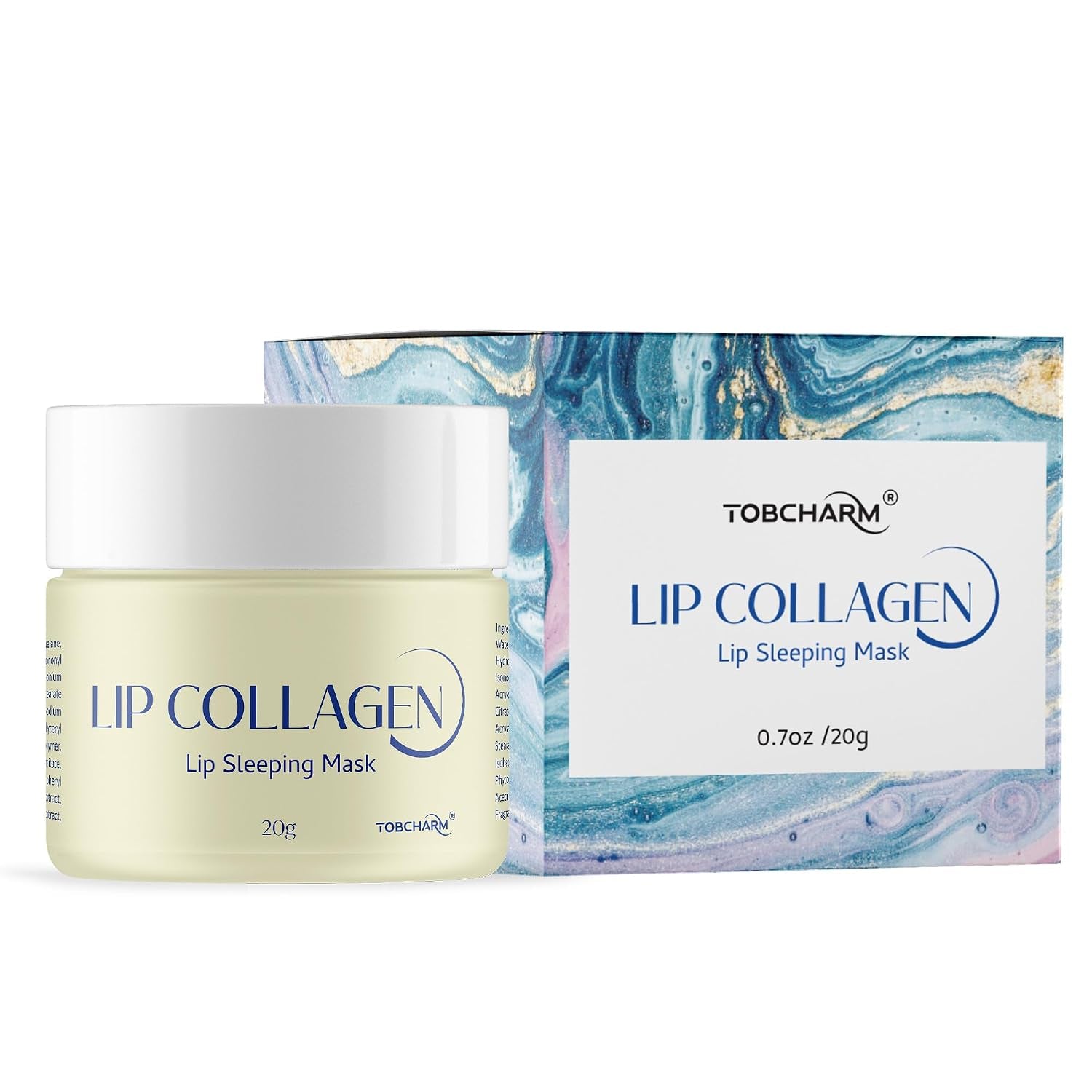 Lip Sleeping Mask (20G), Collagen Lip Mask Overnight, Lip Plumper with Hyaluronic Acid, Peptide Complex Lip Balm for Lip Wrinkle Repair and Plumping, Natural Hydration for Smooth Lips