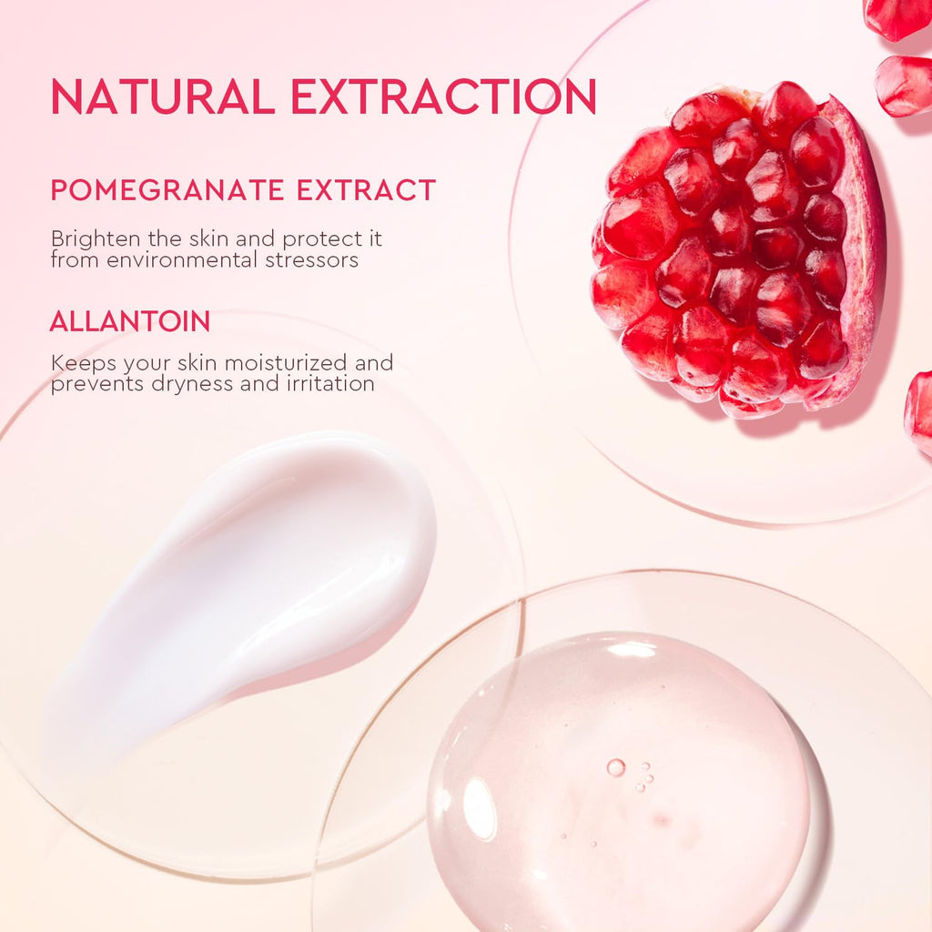 Face Moisturizer, Brightening Facial Moisturizer with 5% Niacinamide, Pomegranate Gel Cream for Uneven Skin Tone, Calming Allantoin for Sensitive Skin, All Skin Types, 100G