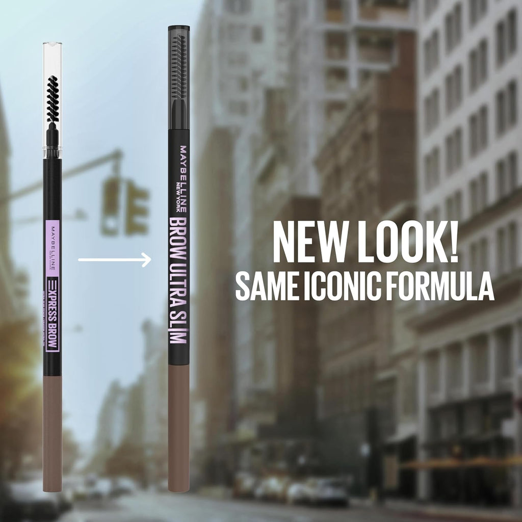 Maybelline Express Brow Ultra Slim Eyebrow Makeup, Brow Pencil with Precision Tip and Spoolie for Defined Eyebrows, Soft Brown 255, 1 Count