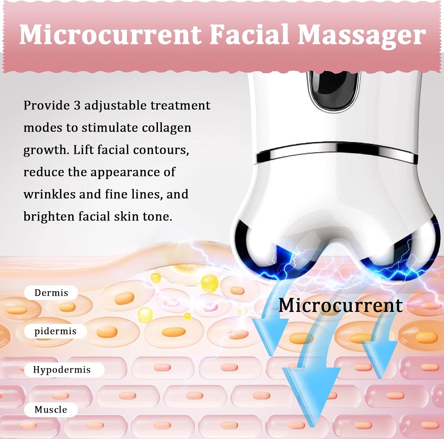 Microcurrent Face Device, USB Micro Current Faci-Al Shaping Tool for Facial Wrinkle Removal and Anti-Aging，Mini Microcurrent Face Lift Device for Face Lifting and Facial Sculpting (White)