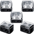 5 Pack Makeup Pencil Sharpener Plastic Lip Liner Pencil Eyeliner Sharpener Dual Holes Cosmetic Manual Tools for Eyeliner(Matte Black,Classic)