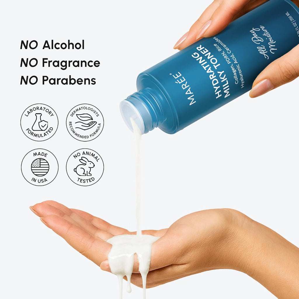 Hydrating Milky Toner for Face with Rice Ferment, Niacinamide & Collagen – Korean Milk Skin Toner Essence with PDRN, Hyaluronic Acid & Ceramides for Skin Barrier Repair, Daily AM & PM Skincare