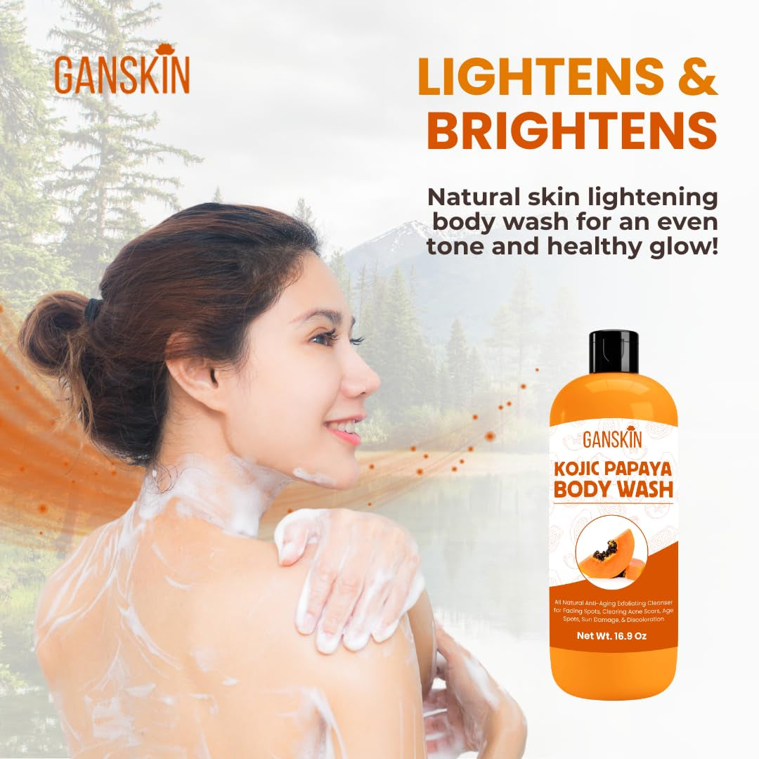 Kojic Acid Soap for Hyperpigmentation – Skin Brightening Kojic Papaya Body Wash – Dark Spot Soap Reduces Acne, Scars, and Evens Skin Tone – Turmeric Body Wash for Brighter Glowing Face