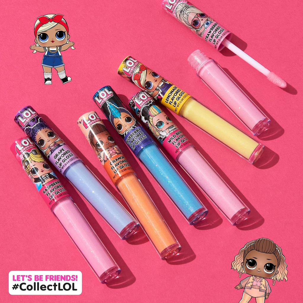 L.O.L Surprise 7-Pack Lip Gloss for Girls, Lol Lip Gloss | Non-Toxic Kids Makeup with L.O.L. Characters