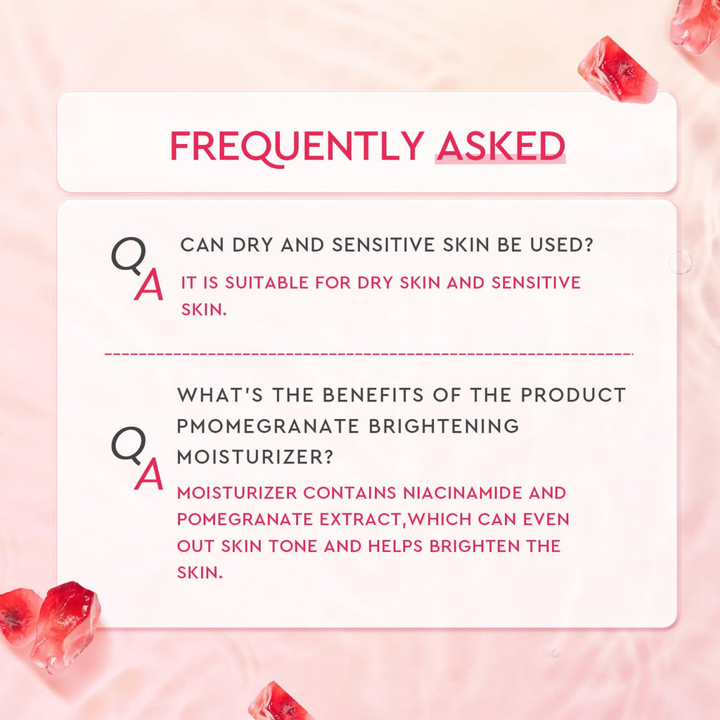 Face Moisturizer, Brightening Facial Moisturizer with 5% Niacinamide, Pomegranate Gel Cream for Uneven Skin Tone, Calming Allantoin for Sensitive Skin, All Skin Types, 100G