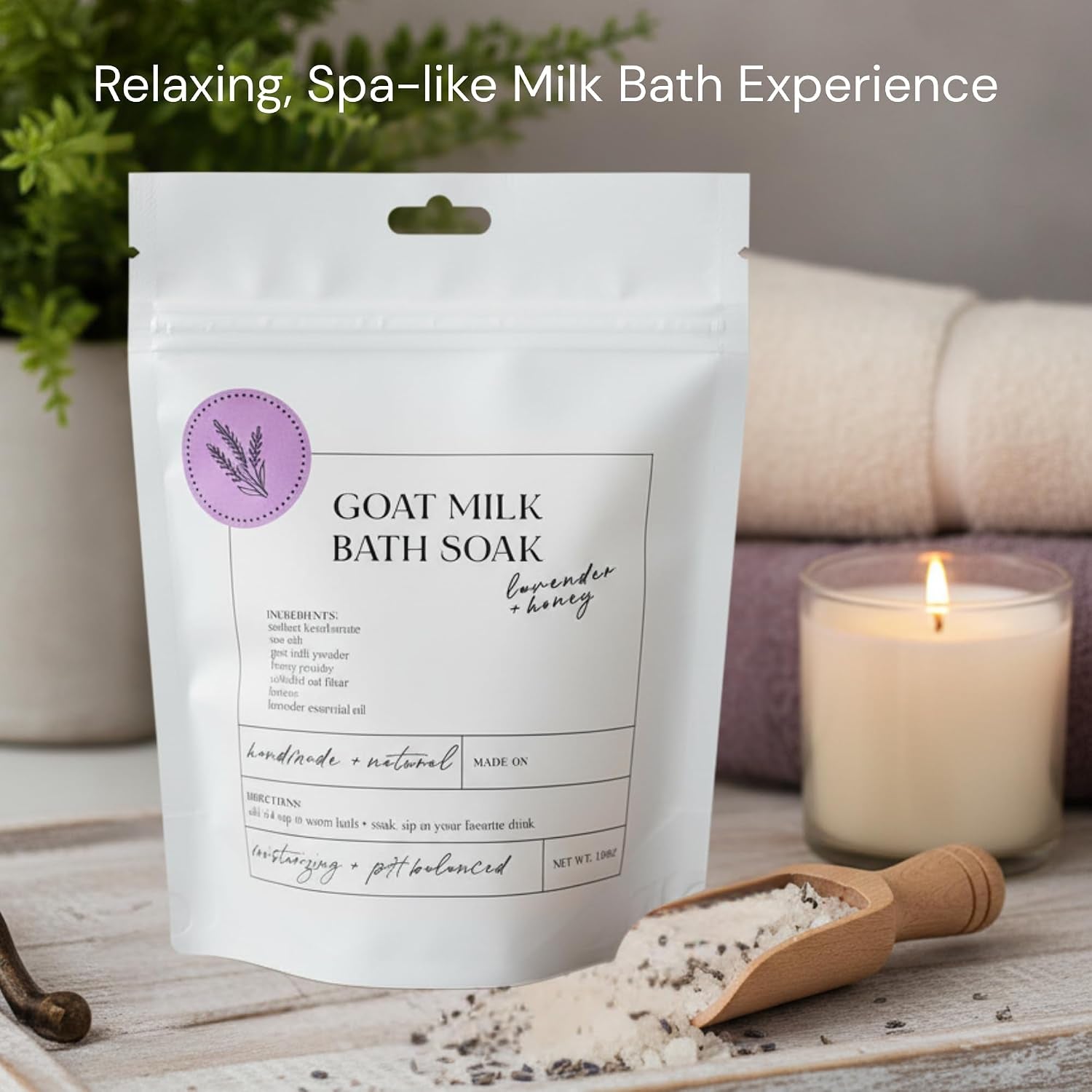 Goat Milk Bath Soak with Colloidal Oatmeal & Honey - Moisturizing Milk Bath for Dry & Sensitive Skin - Natural Bath Soak for Itchy Skin Relief -  (12 Ounce)