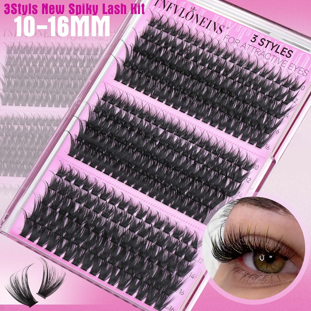 Lash Clusters Kit Wispy Lash Extension Kit Spiky Eyelash Extension Kit Eyelash Clusters DIY Individual Lashes Kit Soft Cluster Eyelash Extensions(Wispy Spikes Kit)