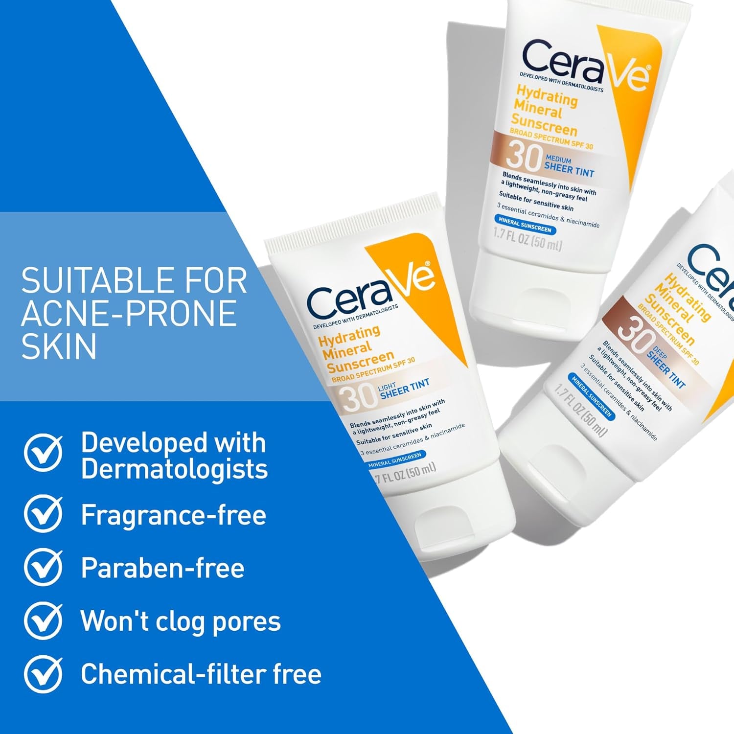Tinted Sunscreen for Face, Mineral SPF 30 Moisturizer, Light, 1.7Oz | Skin Care, Face Sunscreen, Hyaluronic Acid, Zinc Oxide, Titanium Dioxide, Sheer Tint, Healthy Glow, Blends Seamlessly
