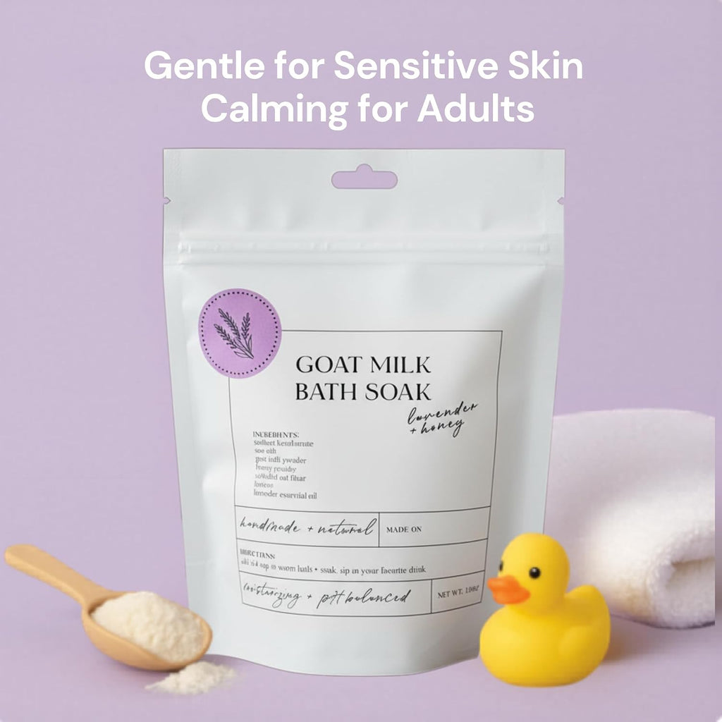 Goat Milk Bath Soak with Colloidal Oatmeal & Honey - Moisturizing Milk Bath for Dry & Sensitive Skin - Natural Bath Soak for Itchy Skin Relief -  (12 Ounce)