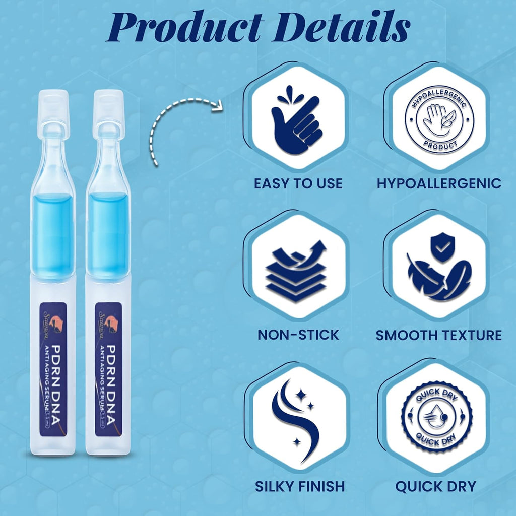 Salmon DNA Peptide, 99% PDRN Korean Skincare Anti-Aging Serum with Salmon Egg, Collagen, Elastin, Hyaluronic Acid & Niacinamide,Fine Line, Moisturizing 0.05 Fl.Oz X 30E
