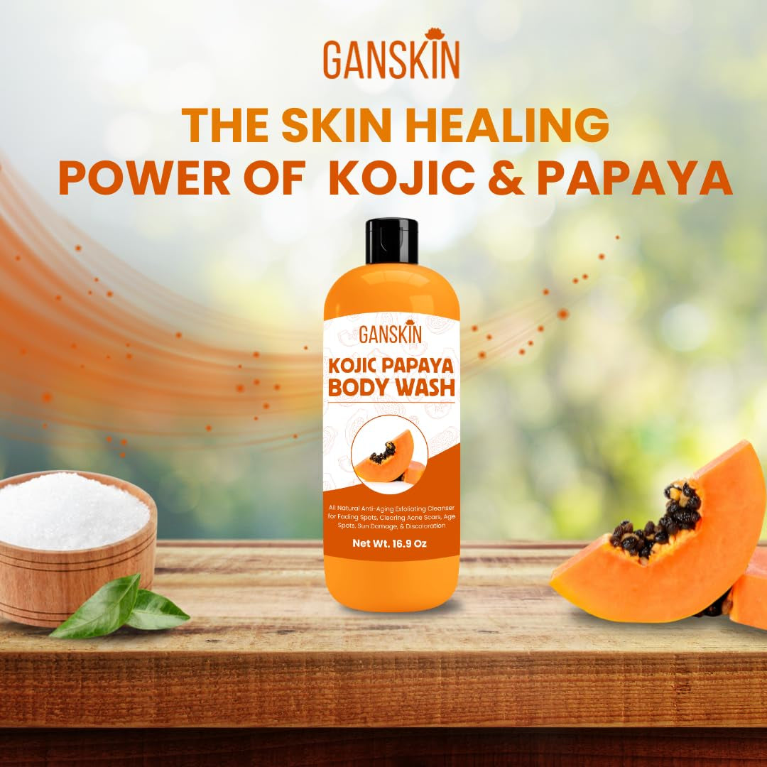 Kojic Acid Soap for Hyperpigmentation – Skin Brightening Kojic Papaya Body Wash – Dark Spot Soap Reduces Acne, Scars, and Evens Skin Tone – Turmeric Body Wash for Brighter Glowing Face