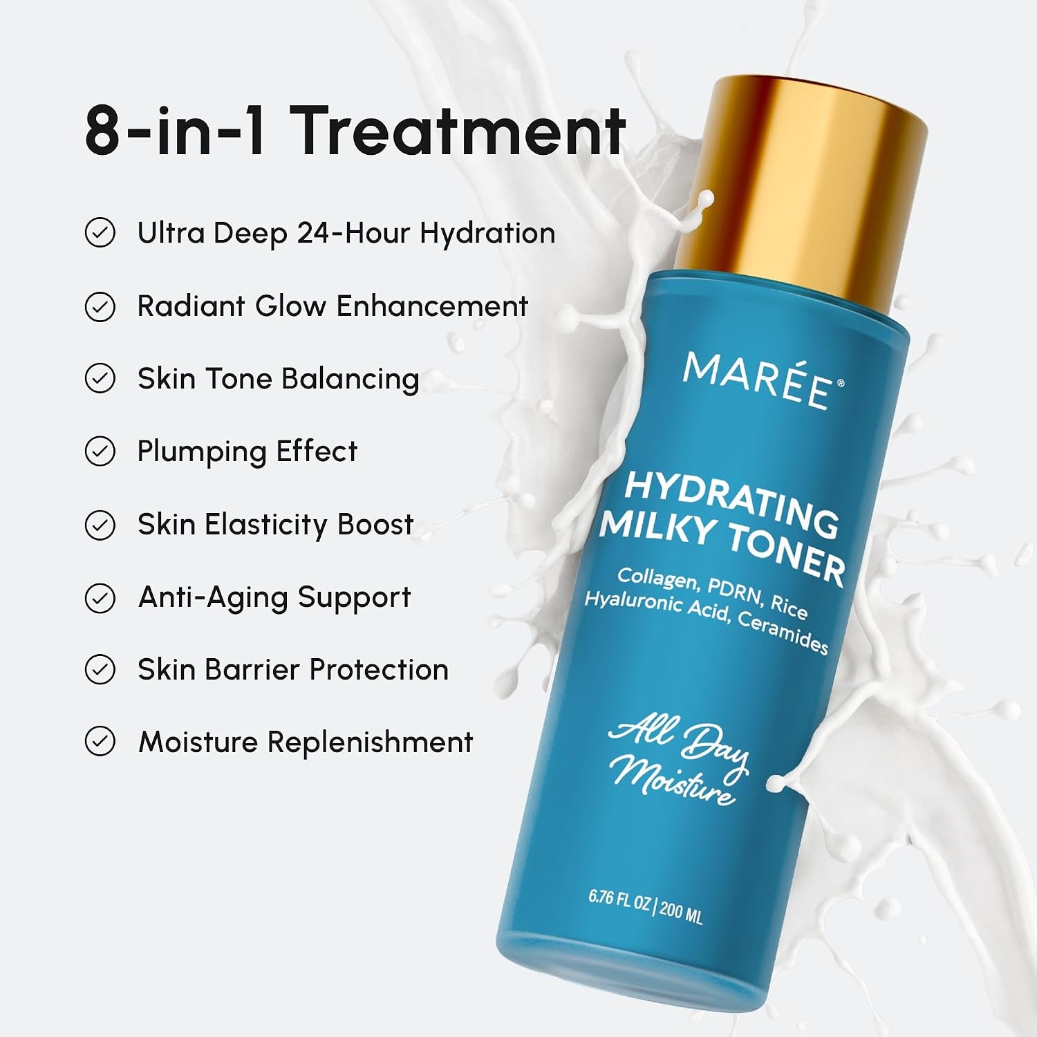 Hydrating Milky Toner for Face with Rice Ferment, Niacinamide & Collagen – Korean Milk Skin Toner Essence with PDRN, Hyaluronic Acid & Ceramides for Skin Barrier Repair, Daily AM & PM Skincare