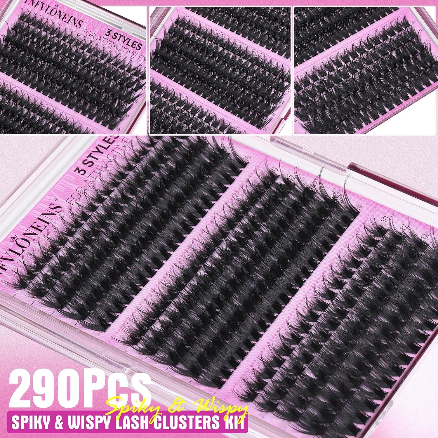 Lash Clusters Kit Wispy Lash Extension Kit Spiky Eyelash Extension Kit Eyelash Clusters DIY Individual Lashes Kit Soft Cluster Eyelash Extensions(Wispy Spikes Kit)