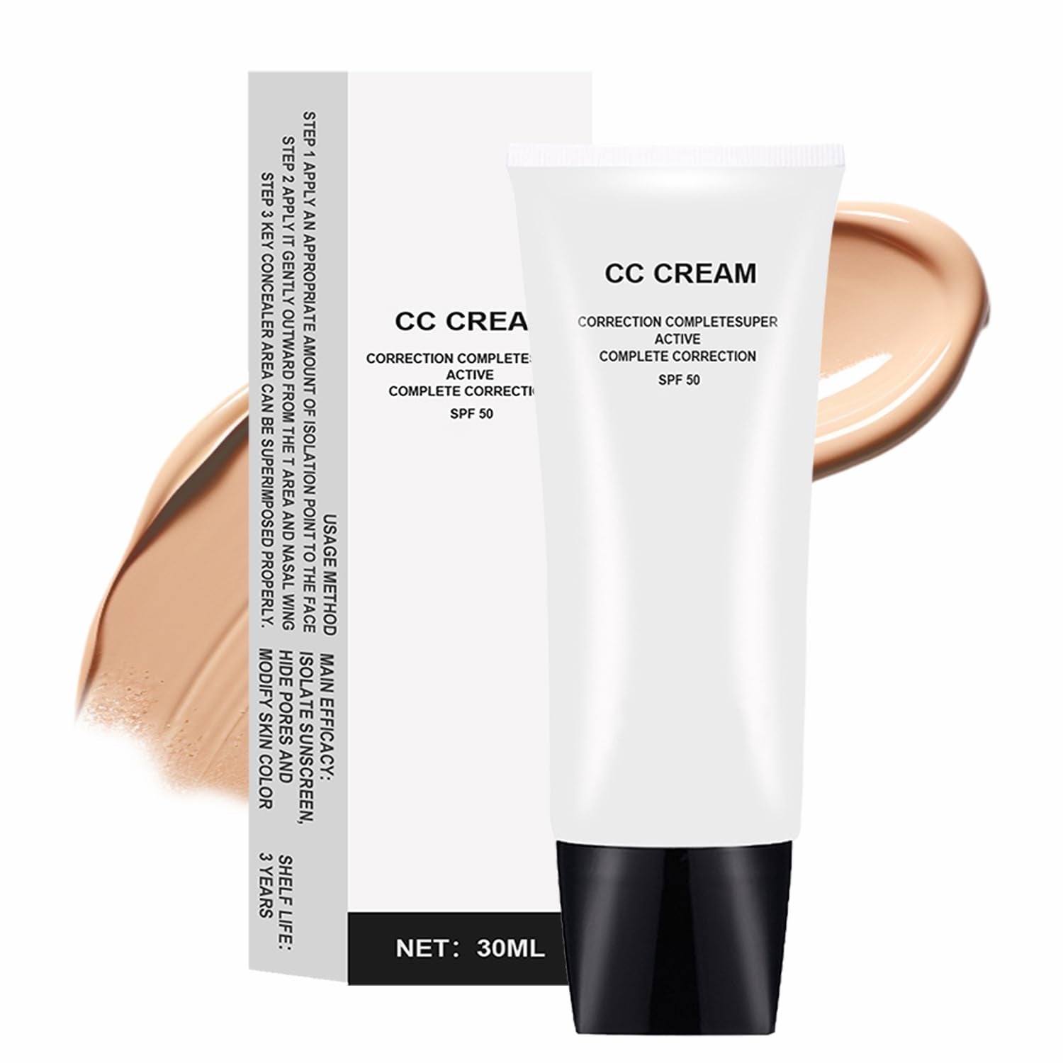 CC Cream Skin Tone Adjusting for Mature Skin, Complete Correction Super Active, Light, Moisturizer, SPF 50, 1.0 Fl Oz (Natural, 30Ml)