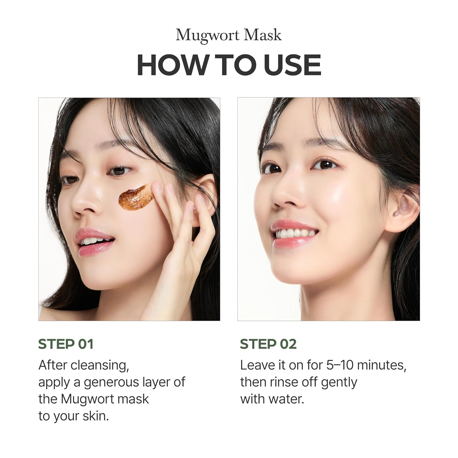 Mugwort Mask, Wash-Off Calming Face Mask with Mugwort Extract, Cooling & Soothing Care for Sensitive Skin, Korean Skincare 2.46 Fl.Oz