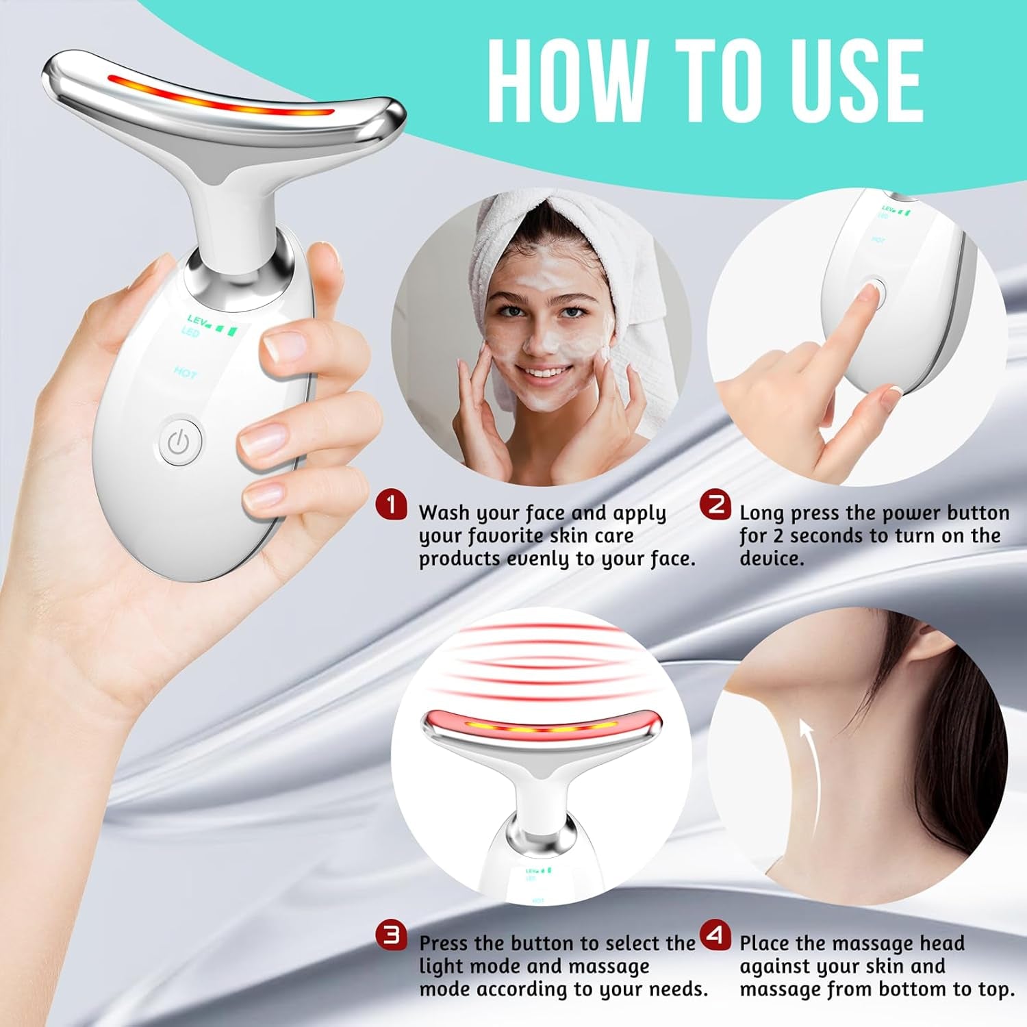 7 in 1 Face Massager Tool, Red Light Therapy for Face and Neck, Red Light Therapy Wand, Face Neck Lift Sculpting Tool for Skin Care, Gifts for Women & Men