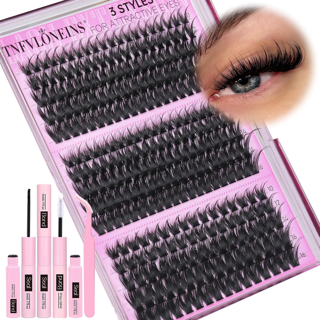 Lash Clusters Kit Wispy Lash Extension Kit Spiky Eyelash Extension Kit Eyelash Clusters DIY Individual Lashes Kit Soft Cluster Eyelash Extensions(Wispy Spikes Kit)