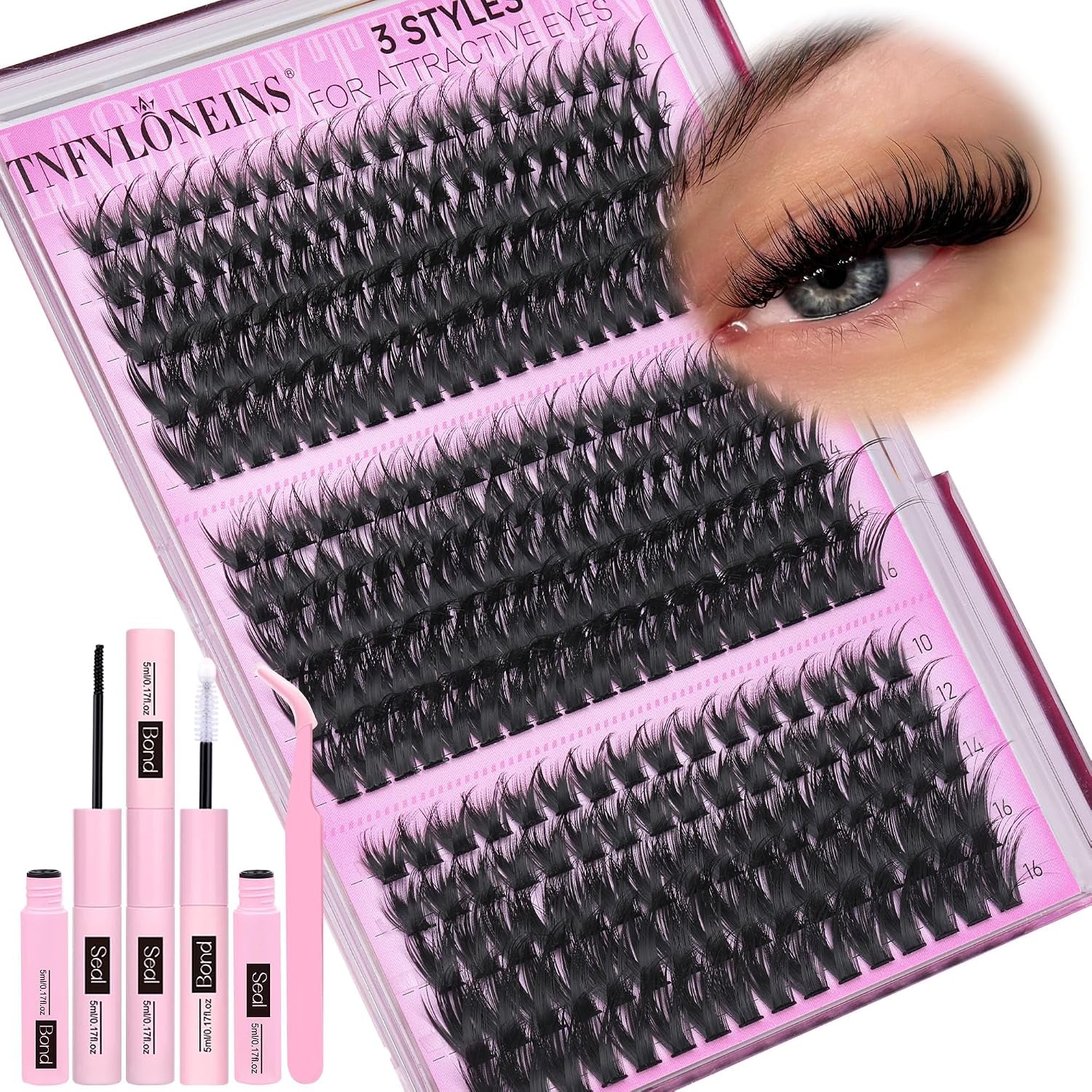 Lash Clusters Kit Wispy Lash Extension Kit Spiky Eyelash Extension Kit Eyelash Clusters DIY Individual Lashes Kit Soft Cluster Eyelash Extensions(Wispy Spikes Kit)