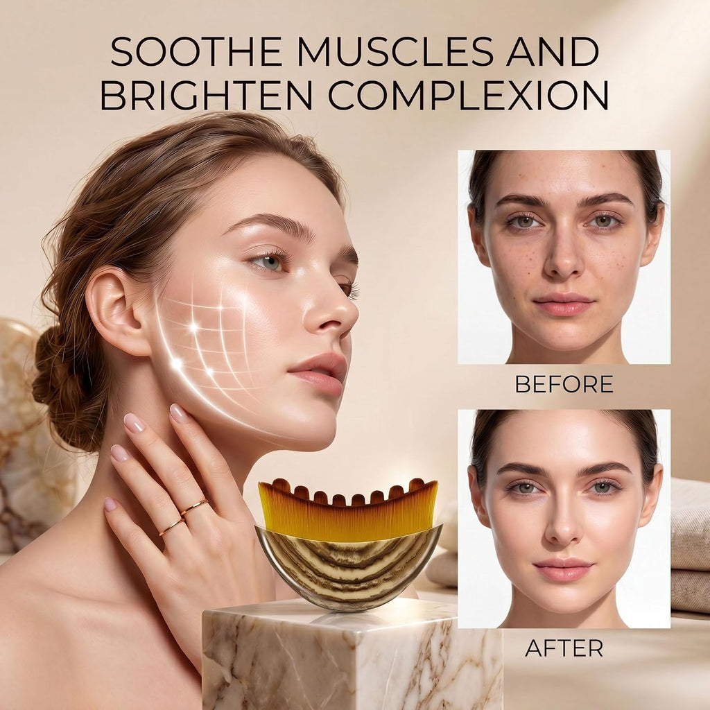 Lymphatic Drainage Face Brush for Sculpting, Contour Glow Massager Tool, Dry Brushing Facial Care for Jawline & Chin Definition, Ergonomic Beauty Applicator (Brown)