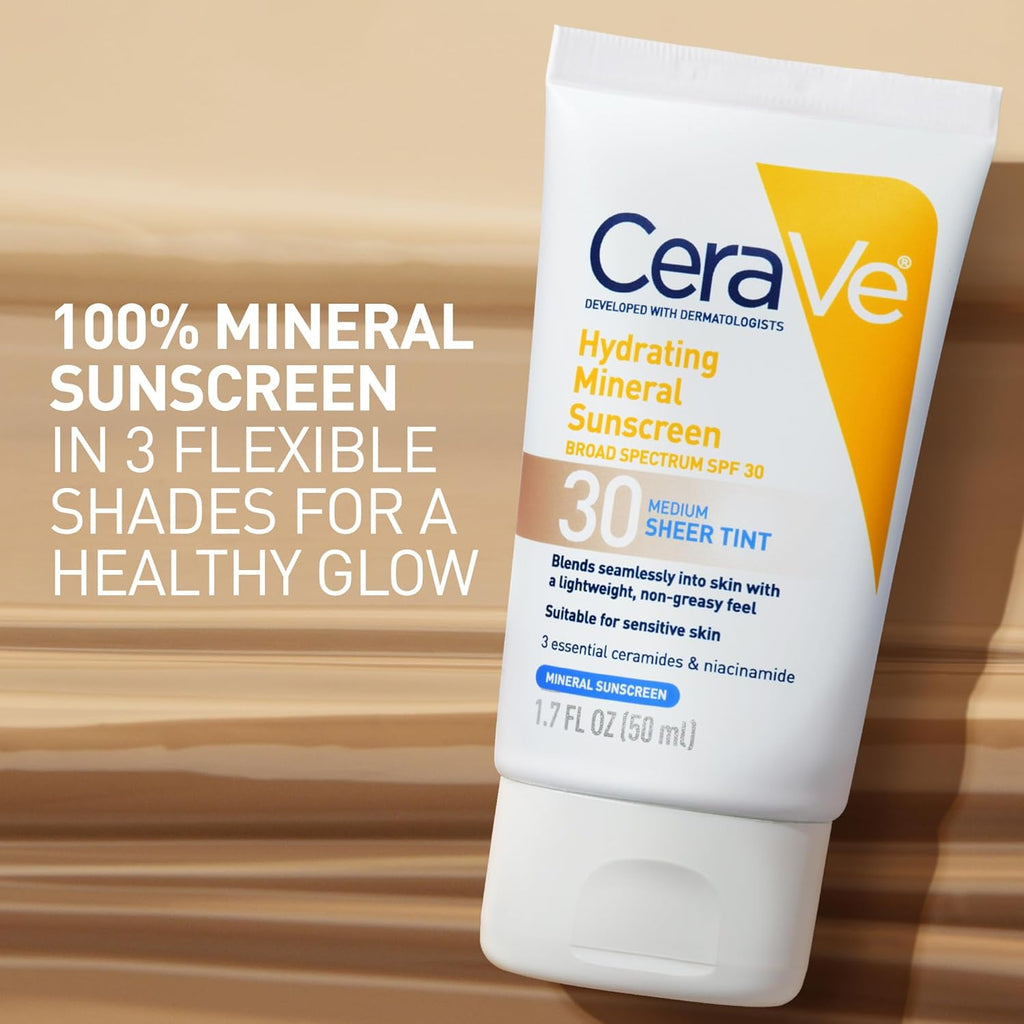 Tinted Sunscreen for Face, Mineral SPF 30 Moisturizer, Light, 1.7Oz | Skin Care, Face Sunscreen, Hyaluronic Acid, Zinc Oxide, Titanium Dioxide, Sheer Tint, Healthy Glow, Blends Seamlessly