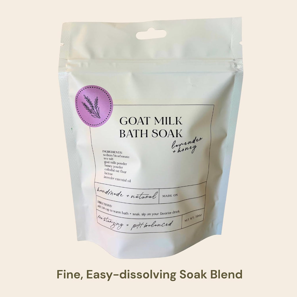 Goat Milk Bath Soak with Colloidal Oatmeal & Honey - Moisturizing Milk Bath for Dry & Sensitive Skin - Natural Bath Soak for Itchy Skin Relief -  (12 Ounce)