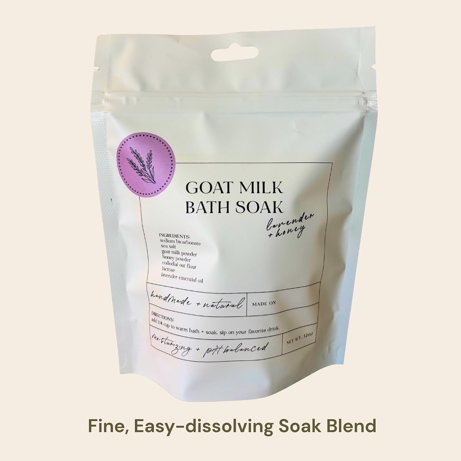 Goat Milk Bath Soak with Colloidal Oatmeal & Honey - Moisturizing Milk Bath for Dry & Sensitive Skin - Natural Bath Soak for Itchy Skin Relief -  (12 Ounce)