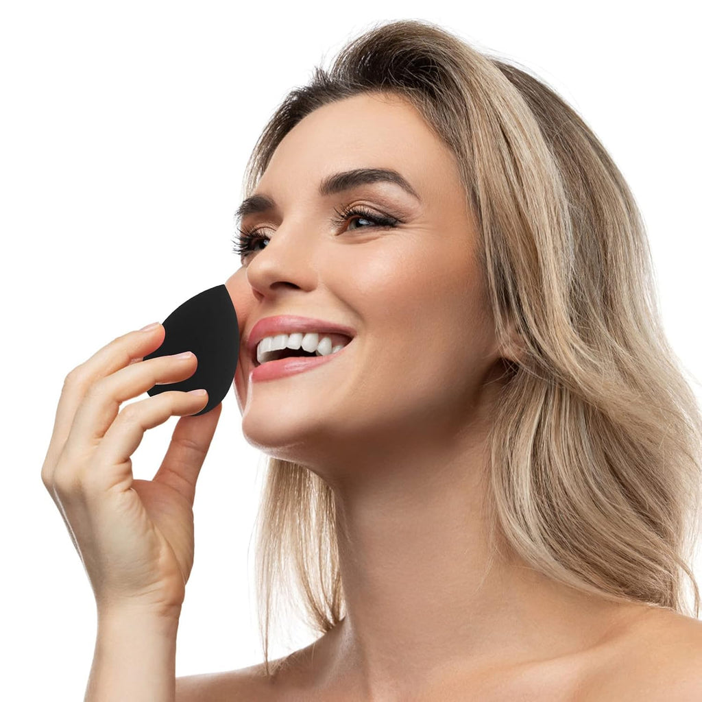 6Pcs Makeup Sponge, Makeup Blending Beauty Sponge, Foundation Blending Sponge Blender for Foundation, Cream and Powder, Soft Makeup Sponges (Black) | Latex Free Flawless, Soft Setting Face, Black Foundation Blending Sponge, Make up Sponges for All Areas