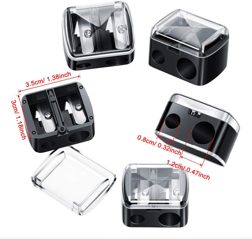 5 Pack Makeup Pencil Sharpener Plastic Lip Liner Pencil Eyeliner Sharpener Dual Holes Cosmetic Manual Tools for Eyeliner(Matte Black,Classic)